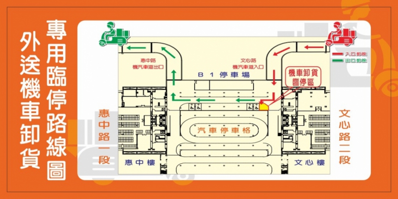 前30分鐘免費停車　中市府設「外送機車卸貨專用臨停區」