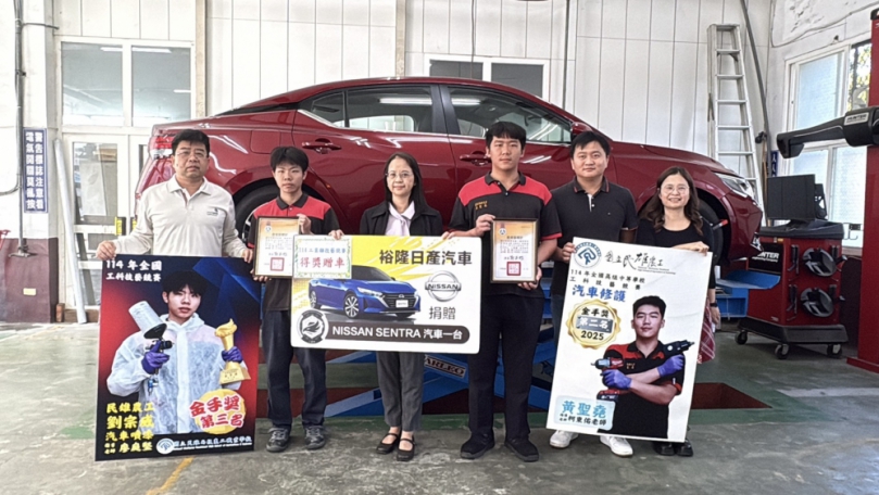 創校史紀錄 民雄農工全國技藝競賽同時獲兩座金手獎 選手習技歷程很勵志 黃聖堯從黑手學起 棒球選手劉宗威轉化成噴漆職人