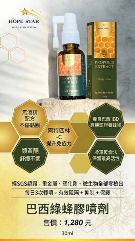 【HOPE STAR System】巴西綠蜂膠噴劑 專業級全方位防護口腔與咽喉