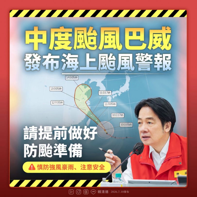 賴清德總統呼籲國人盡快完成巴威颱風防颱準備 高哲翰專文