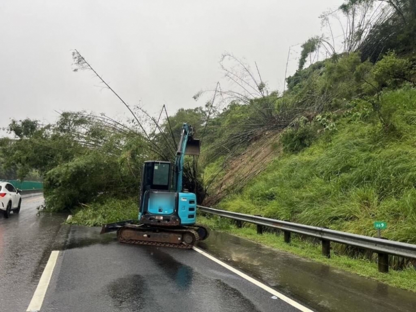 高雄豪雨多處路樹傾倒國10燕巢段邊坡土石滑落暫不通