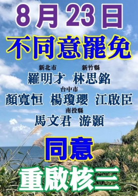 就在8/23日反惡罷｜立委鄭天財：請鄉親拜託有投票權的親友投【不同意罷免】請支持便宜安全的核三延役，【公投請投同意】─請鄉親8/23日出門投票！