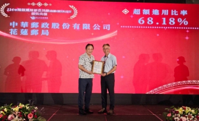 花蓮郵局｜榮獲114年度超額進用原住民族績優機關甲等獎