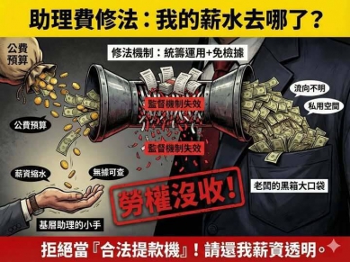 立院擬修法助理費「免檢據核銷」高市助理工會指這是助理圈的喪鐘