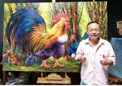 國際知名嘉義畫家陳明順 獲選法國巴黎since 1903秋季沙龍協會國際永久會員 畫雞享譽法國大皇宮！
