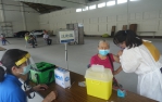 田中環保站長照C據點，為75歲以上老人家施打疫苗。（照片慈濟基金會提供）
