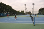 ﹁全國大專校院教職員工網球賽﹂員林運動公園開打。（照片中州提供）