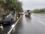 小轎車撞山壁翻車｜臺東縣大鳥路段2人受傷送醫