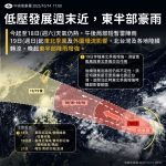 有可能發展成為輕度颱風｜低壓發展週末近，東半部留意豪雨！