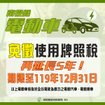 南投縣電動車輛免徵使用牌照稅延長至119年12月31日