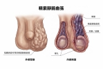 彰基兒童醫院說，「精索靜脈曲張」是在陰囊表面見到凹凸不平的血管，好像蚯蚓外觀。（照片彰基提供）