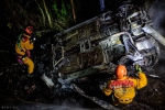 1死1重傷｜台11線芭崎路段小轎車自撞護欄墜10餘公尺邊坡燒毀，男駕駛慘亡、女乘客重傷送醫！
