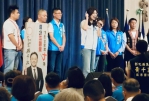國民黨彰化縣提名參選人介紹會，黨主席鄭麗文（中）到場疾呼鄉親支持。（照片魏平政競總提供）